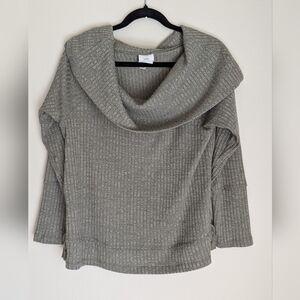 Knox Rose Taupe Cowl Neck Sweater with Tie Detail Size L